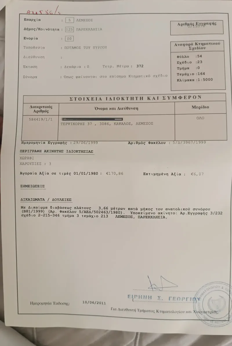 Residential Plot 1250 m² in Parekklisia